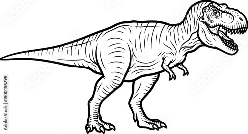Side profile tyrannosaurus rex walking pose