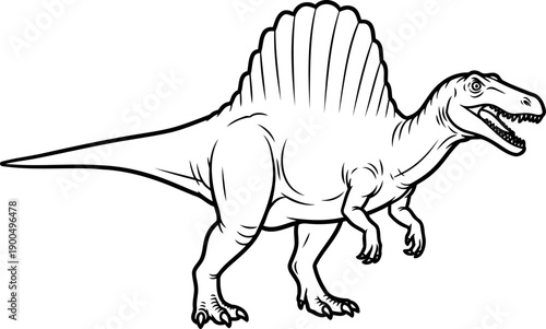 Spinosaurus aegyptiacus with large back sail drawing
