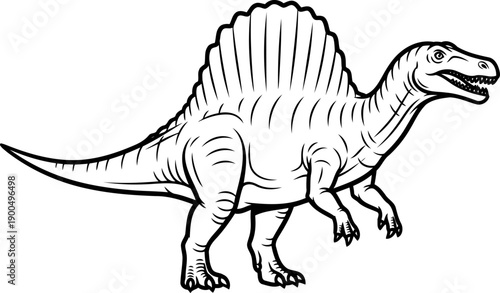 Spinosaurus standing predator dinosaur drawing