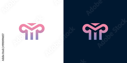 Abstract Pillar Logo Design Representing Strength, Stability, and Architectural Elegance
