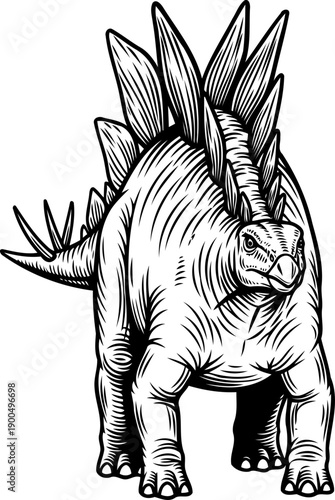 Stegosaurus with bony plates and tail spikes