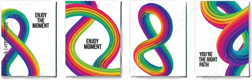 Vibrant infinity symbol posters showcasing colorful abstract designs and typography in a modern aesthetic