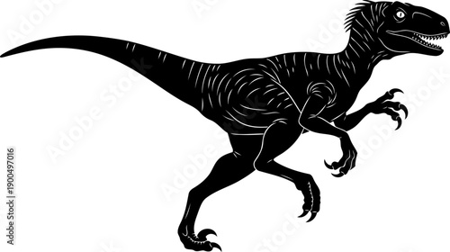 Velociraptor predator dinosaur solid black silhouette figure