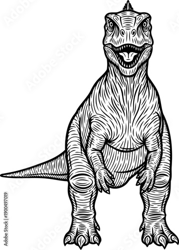 Tyrannosaurus rex roaring front view illustration