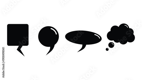 Various speech bubble and thought bubble designs in black and white Vector