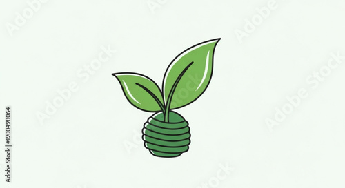 Eco friendly light bulb with green leaves growing out of it symbolizing sustainable energy and nature