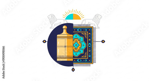 Buddhist prayer wheel with intricate design and mandala pattern