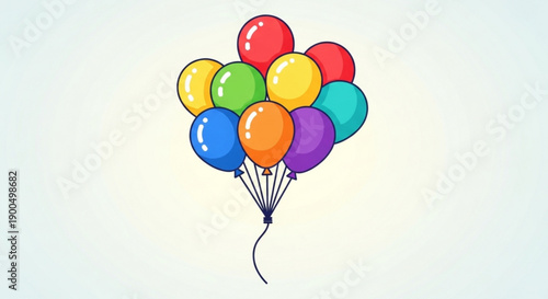 Vibrant colorful balloons floating in air tied together festive celebration decoration