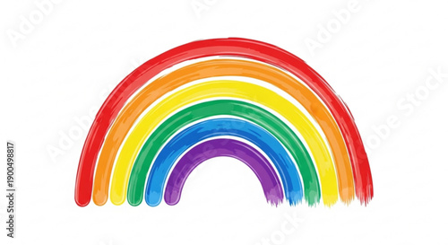 Vibrant rainbow with red orange yellow green blue purple brushstrokes on white background symbolizing hope and diversity