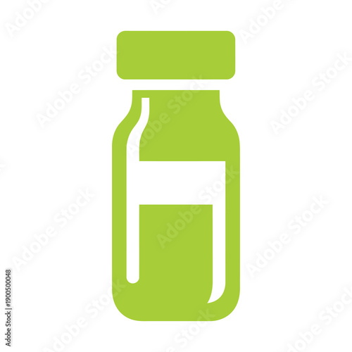 Green Medical Bottle with White Label.