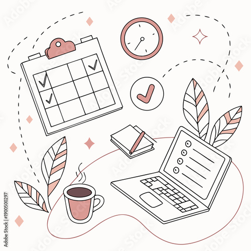 Summer Work Routine Abstract Illustration  White B (3) SVG Vector Illustration