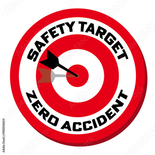 Isometric safety target vector illustration. Zero accident goal. Industrial, manufacturing, construction project.