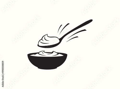 Spoon Scooping Yogurt Dessert Silhouette
