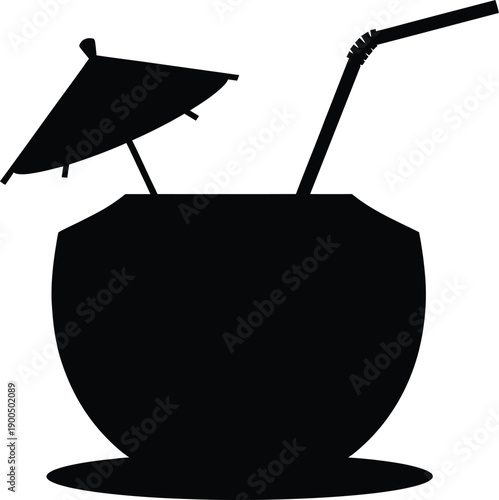 Tropical Coconut Drink Silhouette Graphic