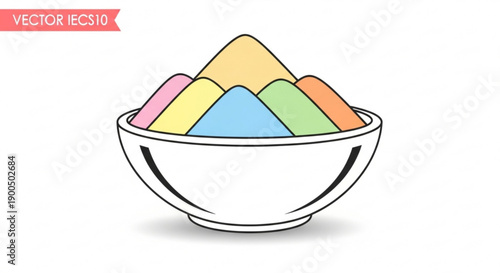 Colorful powdered sugar in a white bowl for baking and cooking decoration