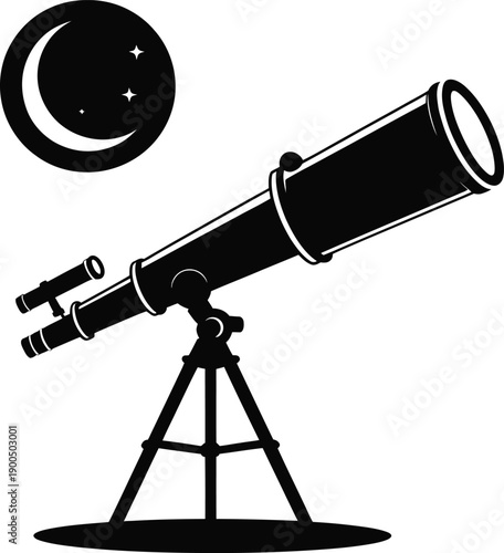 Telescope points toward the moon.