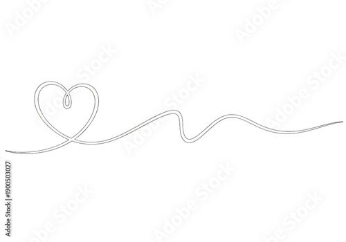A delicate heart shape formed by a wavy line on a black background