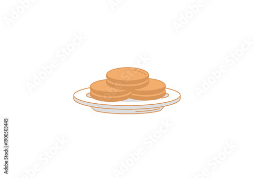 Stack of Golden Brown Sweet Round Pancakes on a White Plate for Breakfast or Dessert Meal Served Hot Delicious Snack Food Bakery