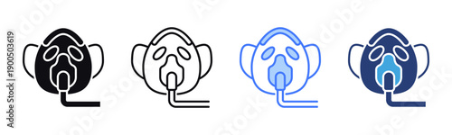 Oxygen Mask icon sheet multiple style collection
