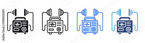 Defibrillator icon sheet multiple style collection