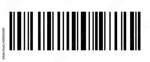 fake long barcode illustration with transparent background, displaying bold black vertical bars for retail scanning, mockup product identification, and commerce design use.