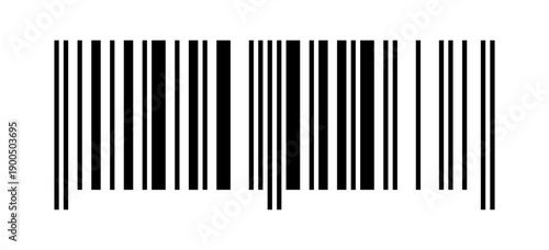 Vector fake long barcode illustration with transparent background, showing black vertical bars for retail scanning, mockup identification, and digital commerce design.