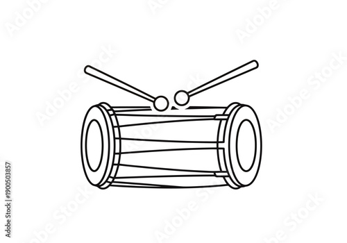 Percussion Instrument Line Art Drum With Sticks For Musical Performance And Entertainment Celebration And Rhythm