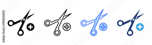 Surgical Scissors icon sheet multiple style collection