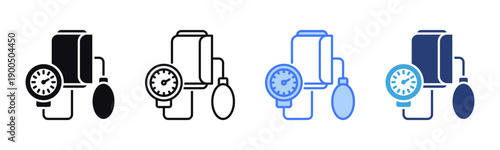 Sphygmomanometer icon sheet multiple style collection