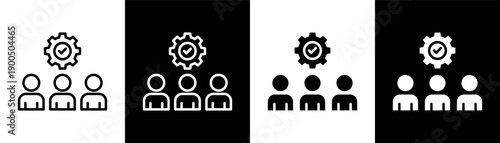 teamwork white icon set design