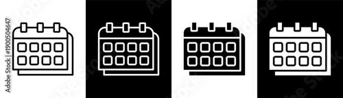 calendar white icon set design