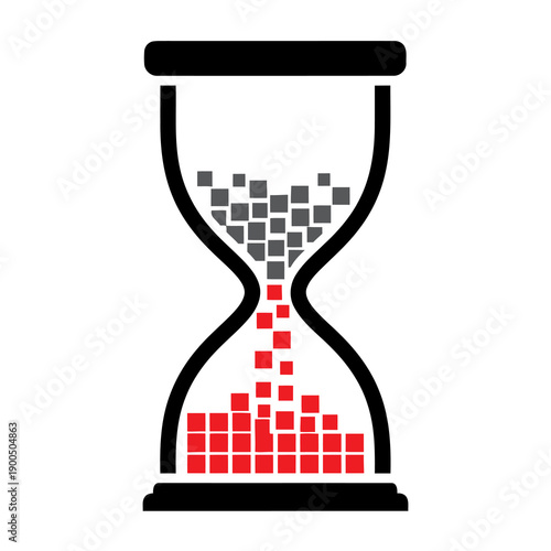 Hourglass with Red and Grey Cubes.