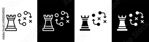 strategy white icon set design