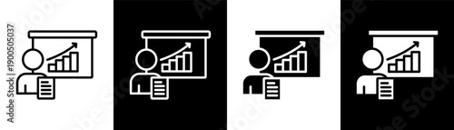 presentation white icon set design
