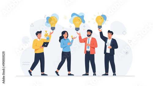 Teamwork Brainstorming Ideas, Innovation and Creativity Concept