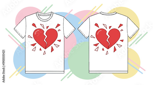 Broken Red Glass Heart Mockup - Abstract Design with Sharp Shattered Pieces