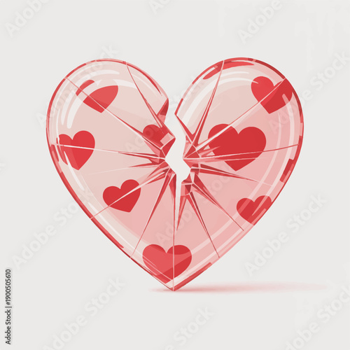 Transparent Shattered Glass Mockup - Heart Outline with Fractured Details