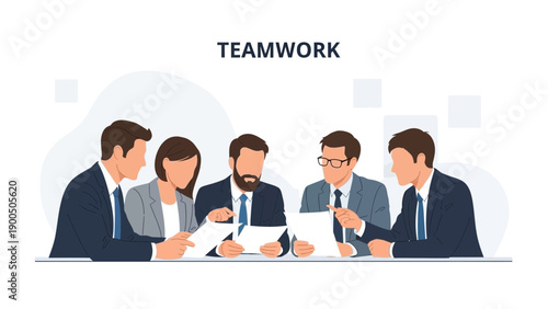 Diverse Business Team Collaborating on Project, Discussing Documents