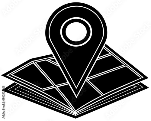 Location Pin on Folded Map – Modern GPS Navigation Vector Icon with 3D Shine