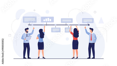 Teamwork project planning timeline, business strategy and workflow visualization