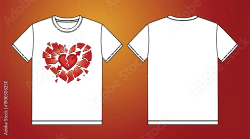 Shattered Broken Glass Pieces - Heart Formed by Red Jagged Fragments