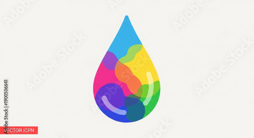 Multicolored teardrop shape with rainbow colors on white background
