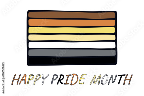Colorful Bear brotherhood pride flag Happy pride day LGBTQ community Pride Month Vector hand drawn doodle for posters, stickers, logo, cards