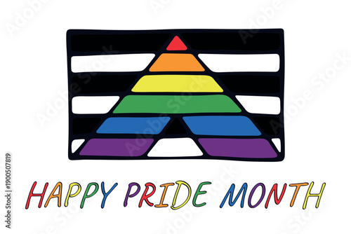 Colorful Straight ally pride flag Happy pride day LGBTQ community Pride Month Vector hand drawn doodle for posters, stickers, logo, cards