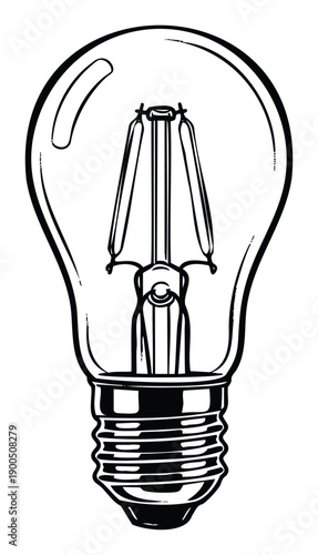 Traditional electric light bulb showing an energy efficient LED filament design ideal for electric company marketing materials, educational content, or home dcor graphics
