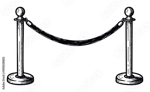 Elegant crowd control stanchions with a luxurious velvet rope forming a barrier for exclusive access at prestigious events, movie premieres, or highend venues