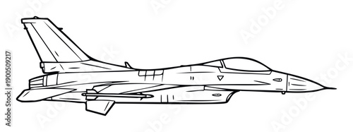 Monochrome line drawing of a modern fighter jet displayed in side profile, suitable for aviationthemed projects, educational resources, or engineering graphics.