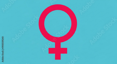Female symbol icon vibrant pink on turquoise background representing femininity and womanhood in a simple graphic design element
