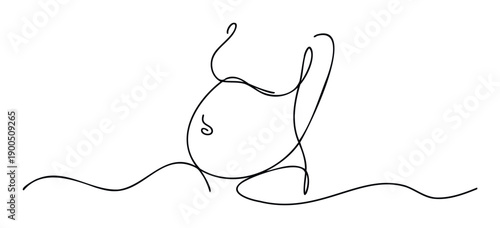 Elegant continuous line drawing of a pregnant woman highlighting her silhouette, perfect for health publications, prenatal care, and familyfocused marketing materials and content.