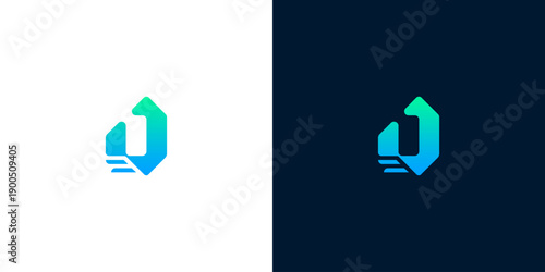 Dynamic and modern abstract logomark featuring a vibrant blue and green gradient, embodying a forward-thinking concept of progress and sleek digital design suitable for innovative branding